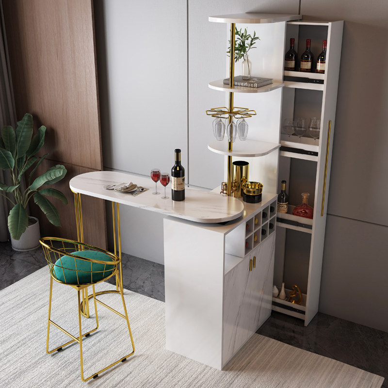 轻奢旋转吧台酒柜隔断一体家用现代简约客厅多功能吧台