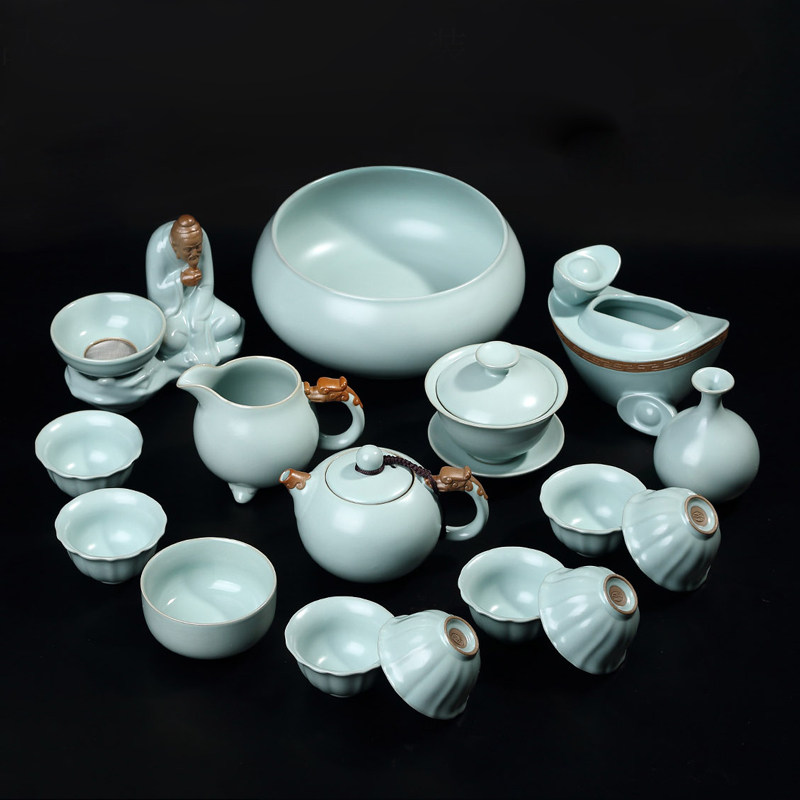 茶具汝窑送礼家用茶壶盖碗茶盖碗功夫功夫茶轻奢整套茶具