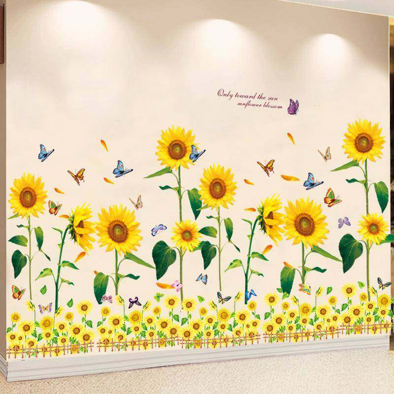 向日葵墙贴自粘卧室壁画贴纸温馨墙上创意小清新墙贴
