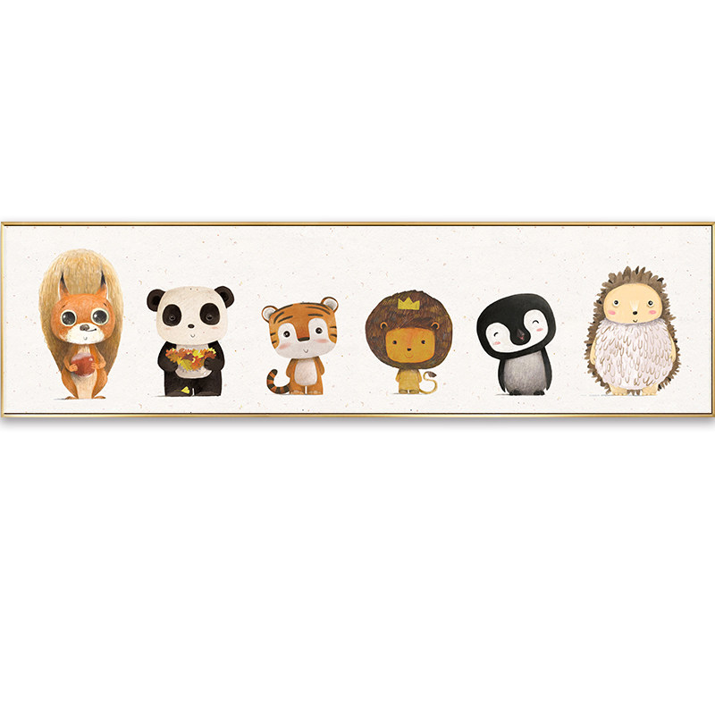 卧室装饰画床头背景墙挂画现代简约墙画呆萌动物卡通现代装饰画