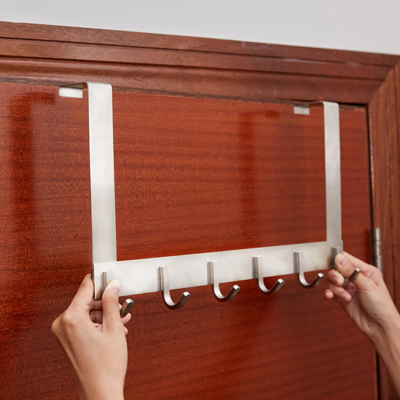 不锈钢门后挂钩挂衣架门背式衣帽钩免打孔壁挂卧室门上挂架置物架