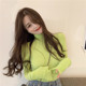 2020 Western style slim top pile pile sleeves autumn and winter all-match high neck bottoming shirt female candy color tight T-shirt long sleeves 2020 Western style slim top pile pile sleeves autumn and winter all-match high neck bottoming shirt female candy color tight T-shirt long sleeves