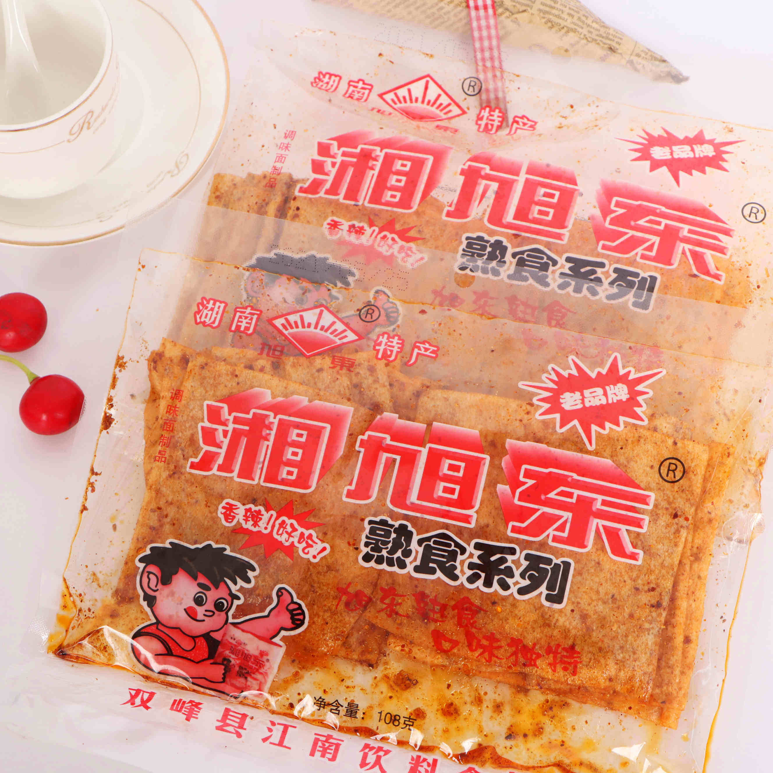 旭东麻辣片108g湘旭东豆皮辣片湖南双峰特产童年旭东辣条包邮10包