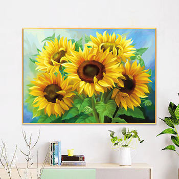 ກອບຮູບເພັດ sunflower 2023 ໃຫມ່ dot ສະຕິກເກີເພັດ cross stitch ງ່າຍດາຍເຮັດດ້ວຍມື DIY ຫ້ອງດໍາລົງຊີວິດຂະຫນາດນ້ອຍ ins