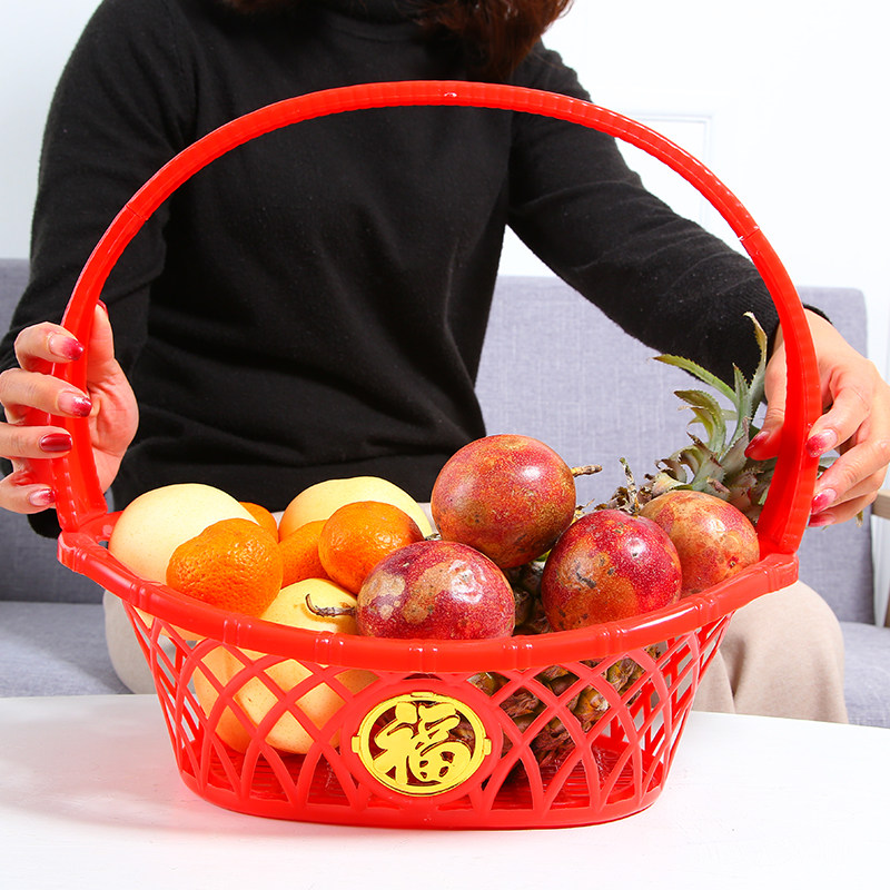 塑料水果篮礼品采摘手提送礼果篮寿桃篮子馒头果盆