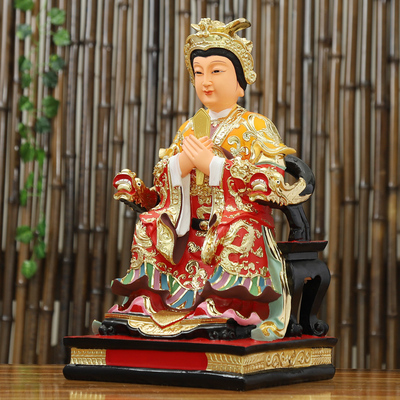 泰山奶奶神像1619寸家用保平安摆件泰山老母圣母娘娘碧霞元君像