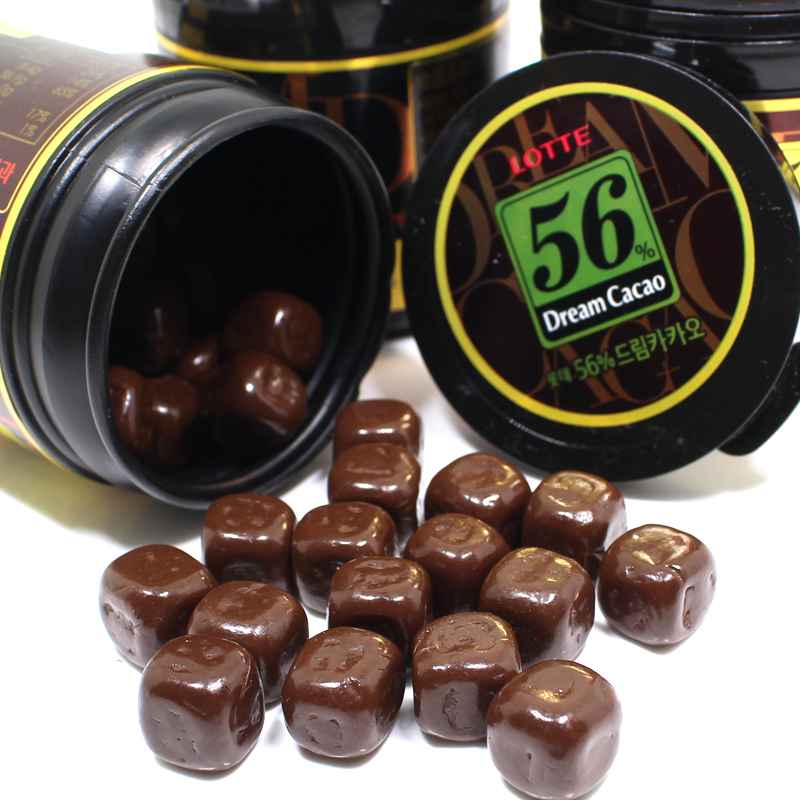 巧克力韩国进口食品零食乐天天黑86g3罐装瓶装黑巧克力