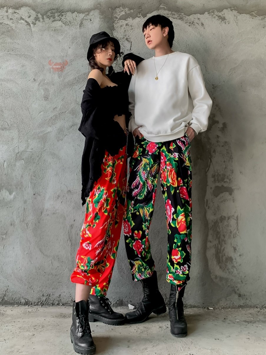 东北裤子北大男女碎花外穿花裤阔腿加绒棉裤休闲裤