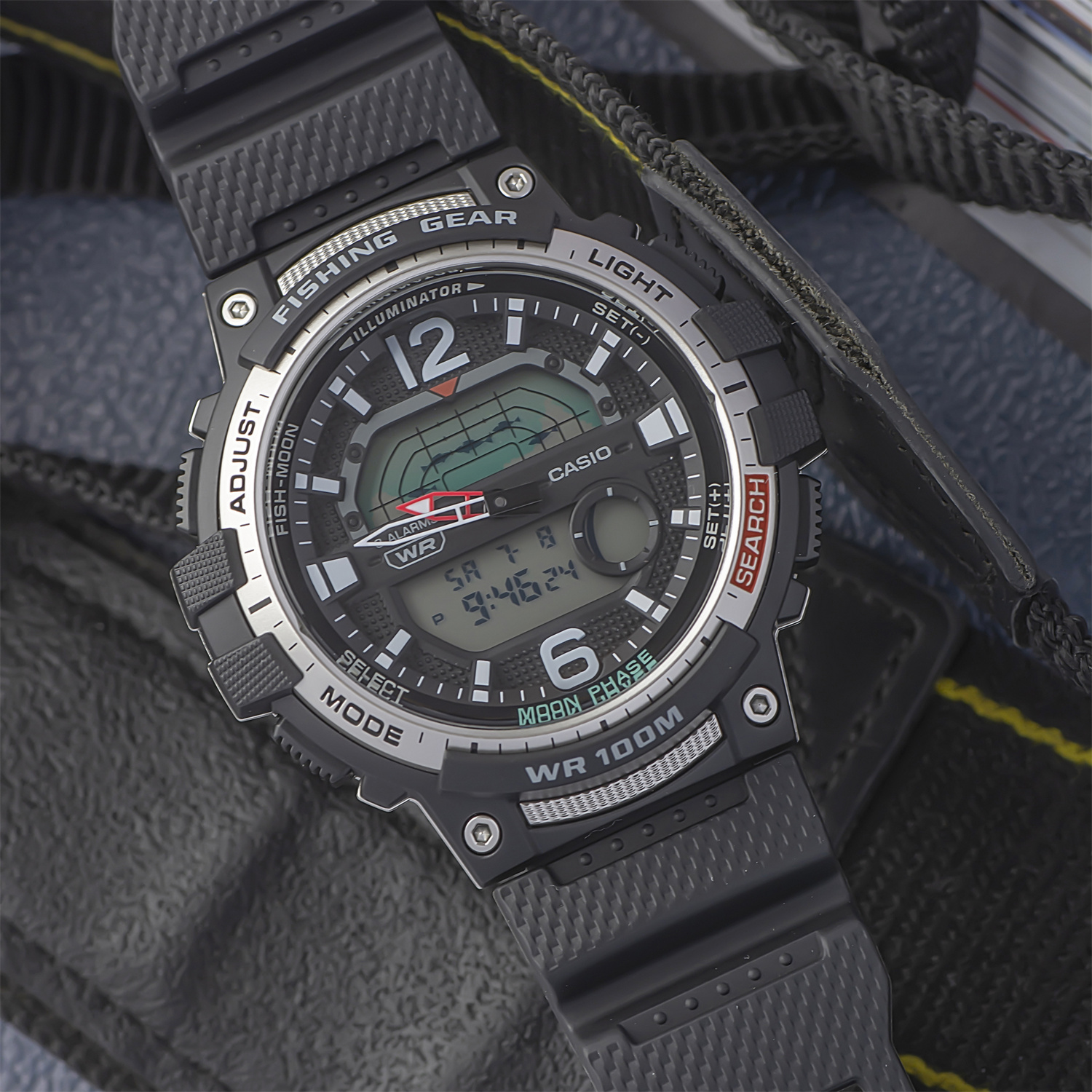 卡西欧casio潮汐月相双显钓鱼爱好者防水手表wsc1250h1a日韩腕表