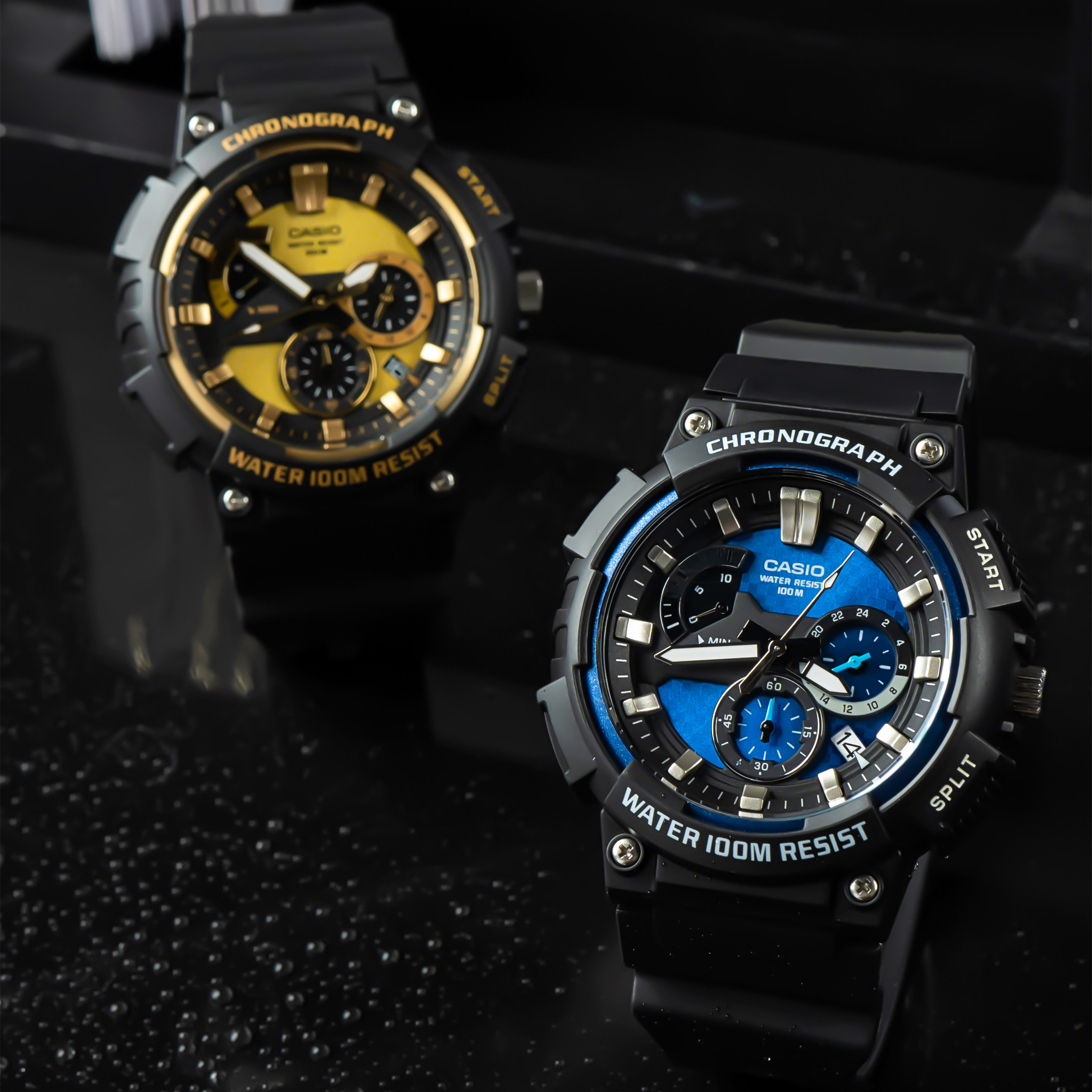 卡西欧经典防水运动日韩男款手表黑金金色mcw200h日韩腕表