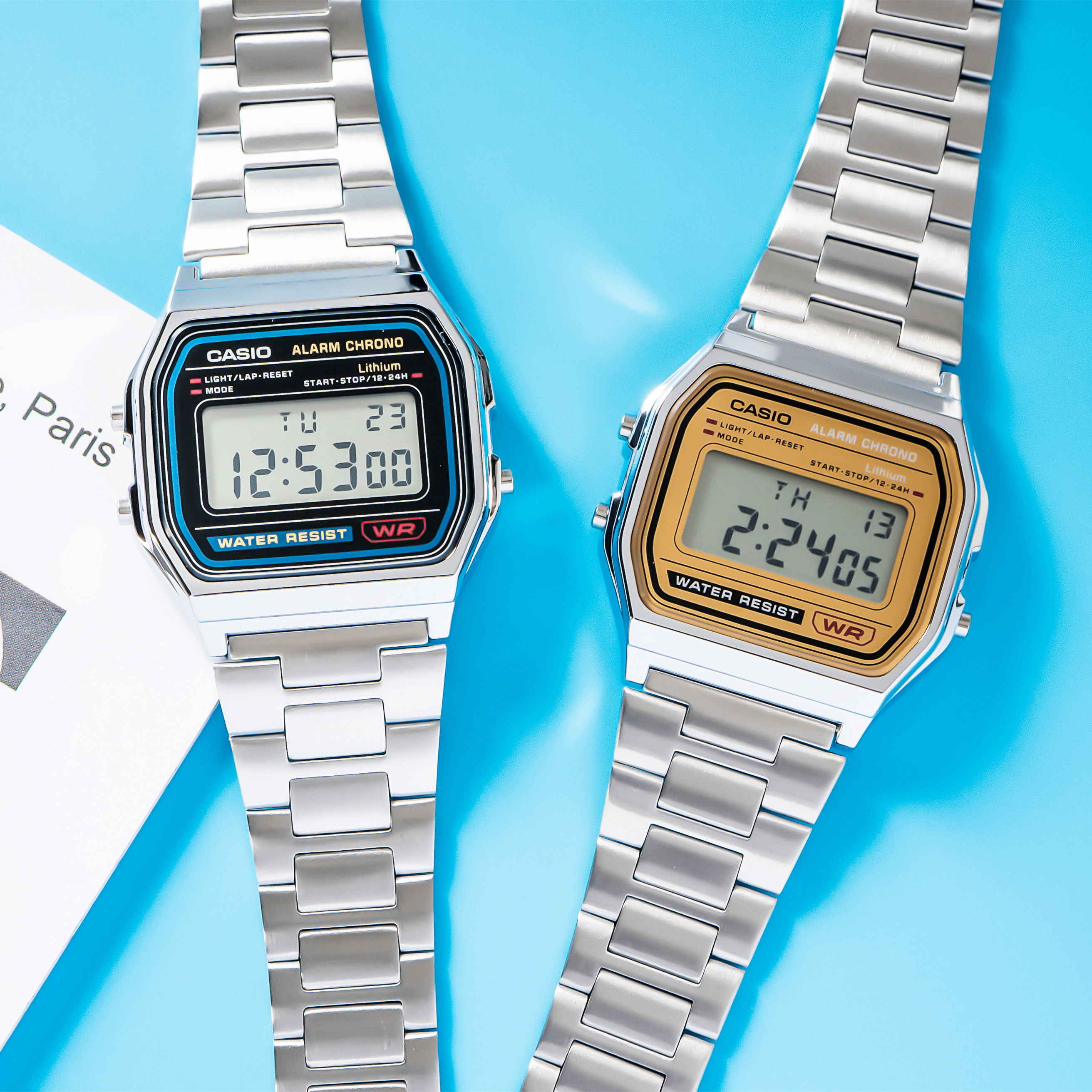 电池七年卡西欧反显casio复古方块电子手表a168wem1日韩腕表