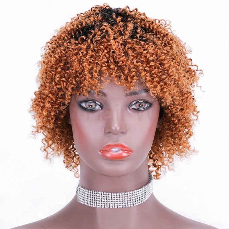 curlyafrowigkinkyhumanhairwigsbrown非洲卷发整顶假发