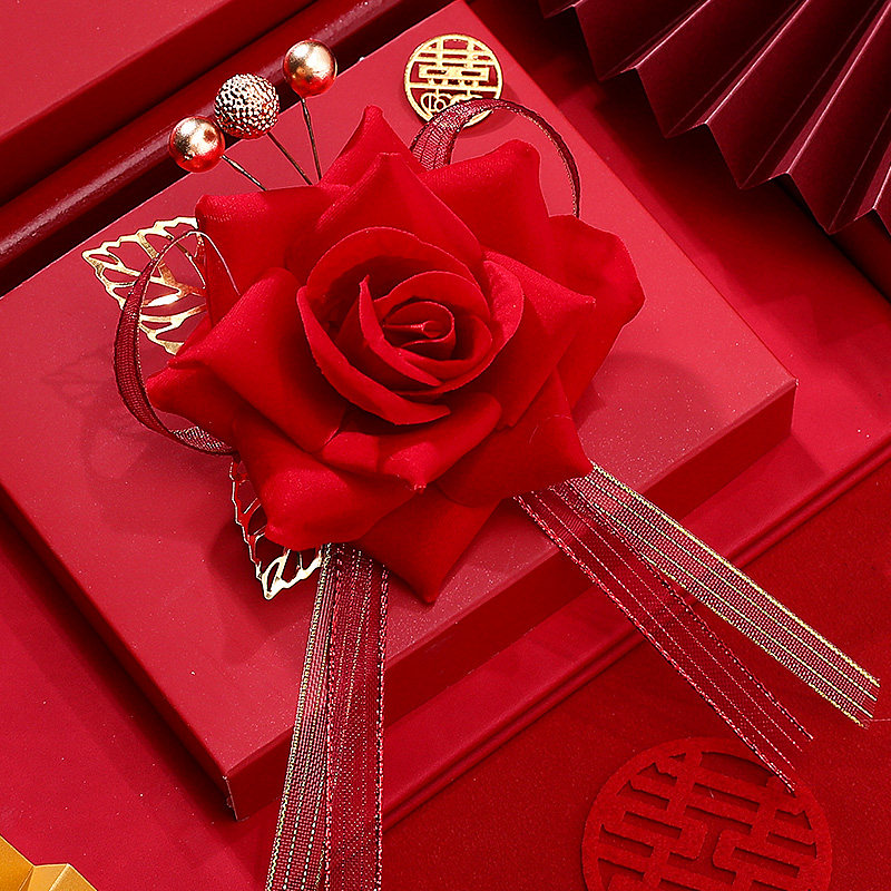 结婚胸花新郎新娘襟花婚礼伴郎胸针父母迎宾胸花