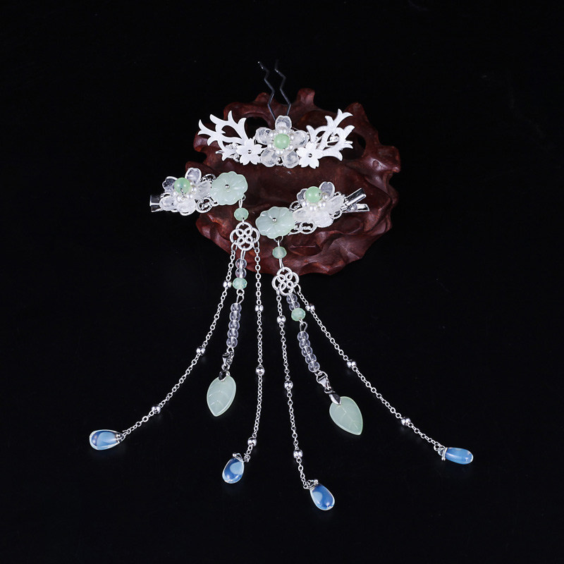 汉服头饰全套装 发冠u型发簪子流苏步摇发钗古装写真表演古风发饰