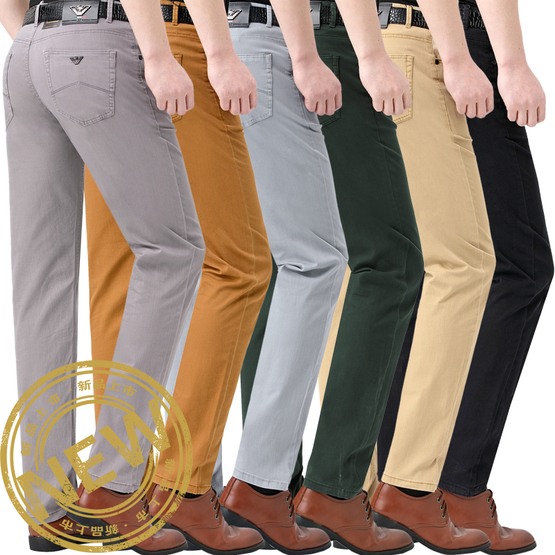 高端品牌牛仔裤男士春季新款纯棉黑色中年商务宽松直筒休闲男装裤