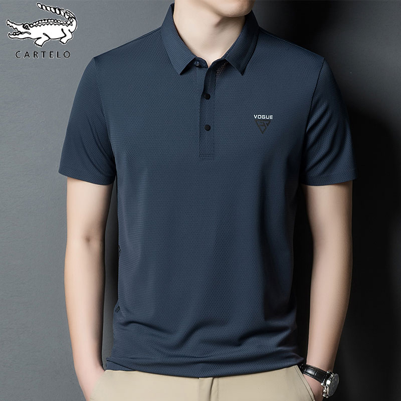 鳄鱼夏季短袖t恤男士冰丝半袖Polo衫中年爸爸装透气镂空休闲半袖