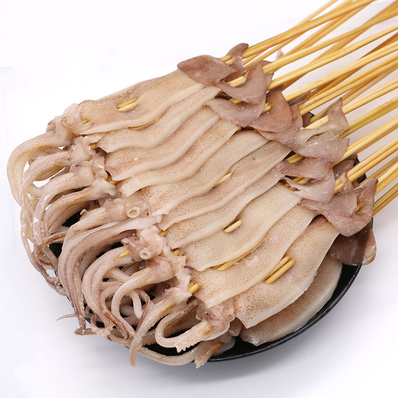 聚福鲜 海鲜烧烤串 带头鱿鱼串20串 800g 1 袋 鱿鱼串