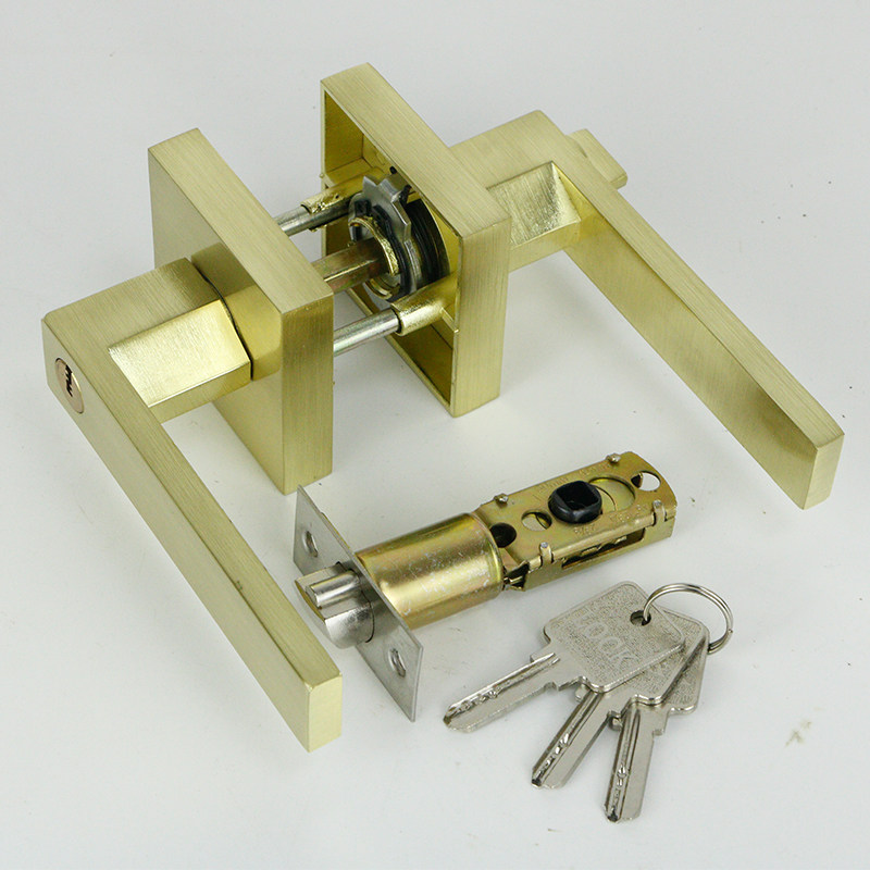 门锁室内卧室卫生间三杆球形房门通用金单舌执手机械门锁