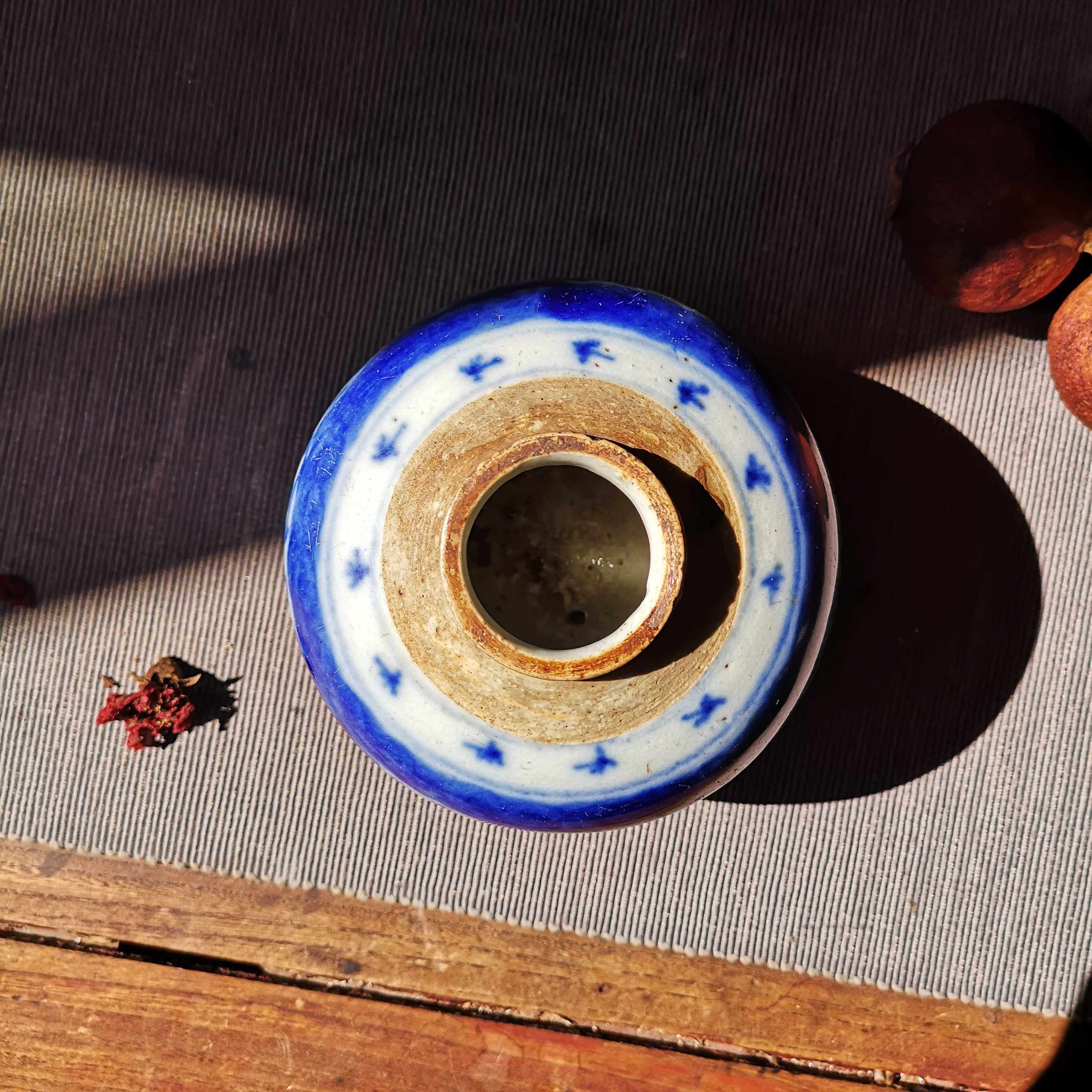 清代江南青花双喜缠枝莲小罐茶叶罐物件瓷器艺术摆件