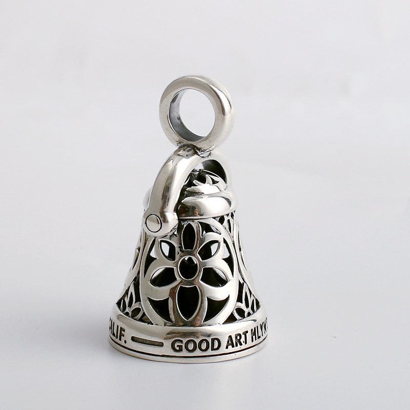 一休老银匠ikkyugoodart纯银镂空樱花铃铛潮流情侣项坠