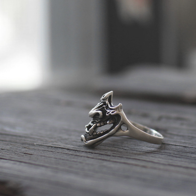 一休老银匠dualflow超凡工艺纯银恶魔戒指潮流戒指