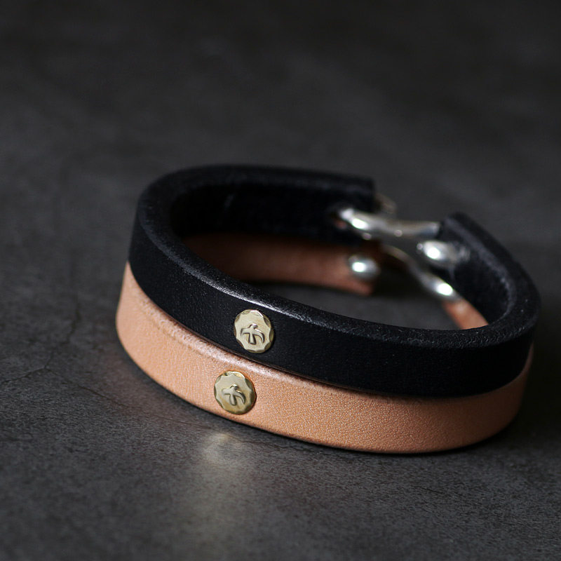 一休高桥吾郎进口日本枥木鞍革植鞣纯银钩皮手环手镯