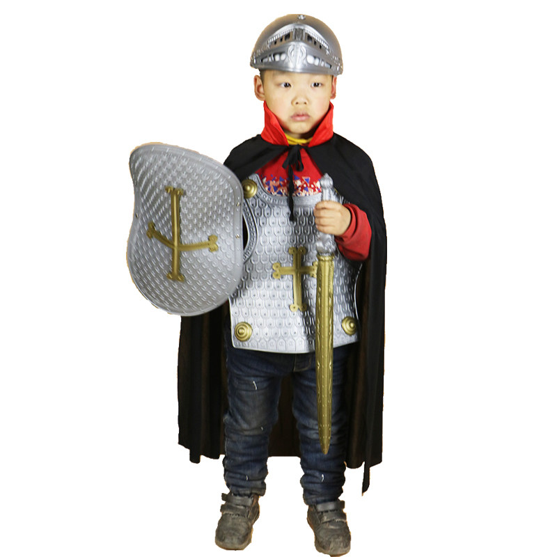 圣诞节儿童表演服幼儿盔甲套装cos铠甲勇士道具头盔玩具盾牌