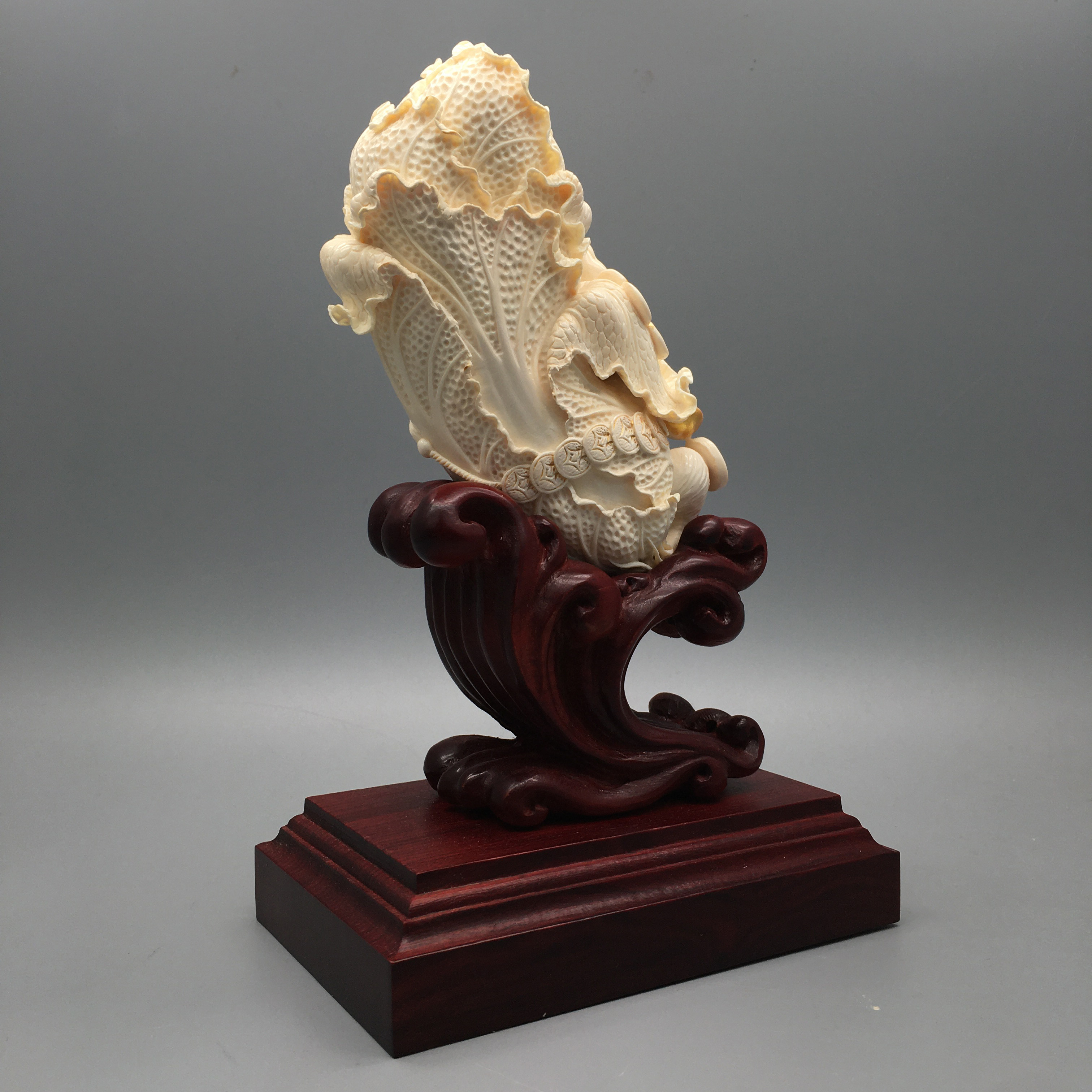 猛犸摆件猛犸象象牙白菜雕刻百财摆件