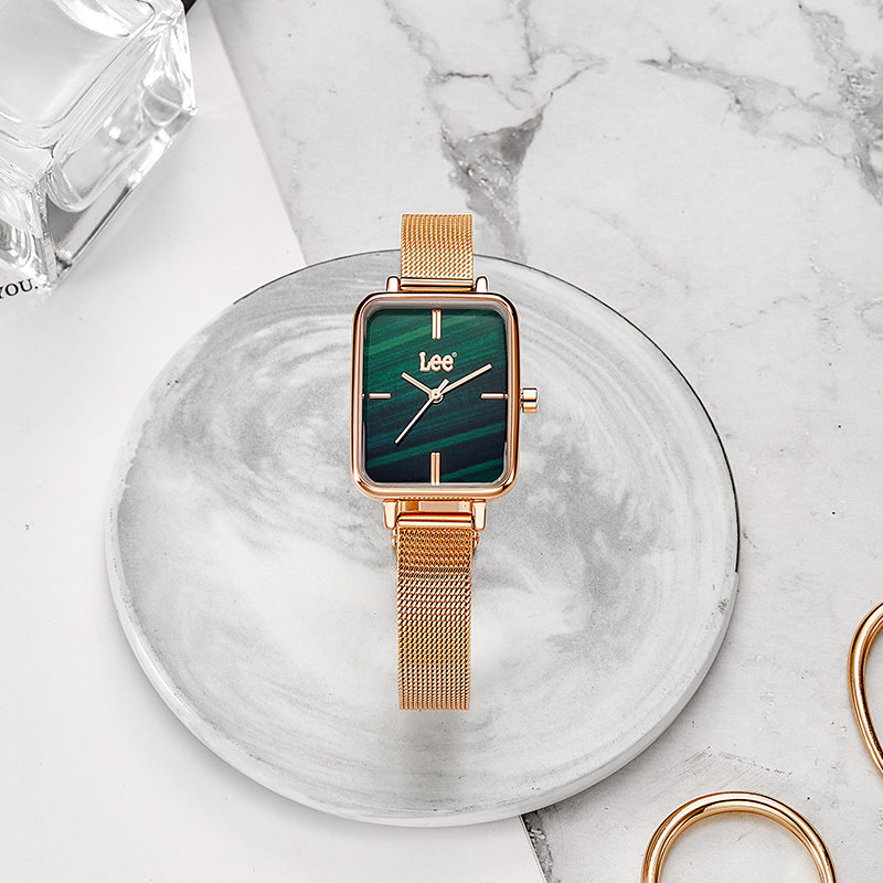 lee女士手表简约正品小方表小众ins风复古小绿表女款时尚气质f193