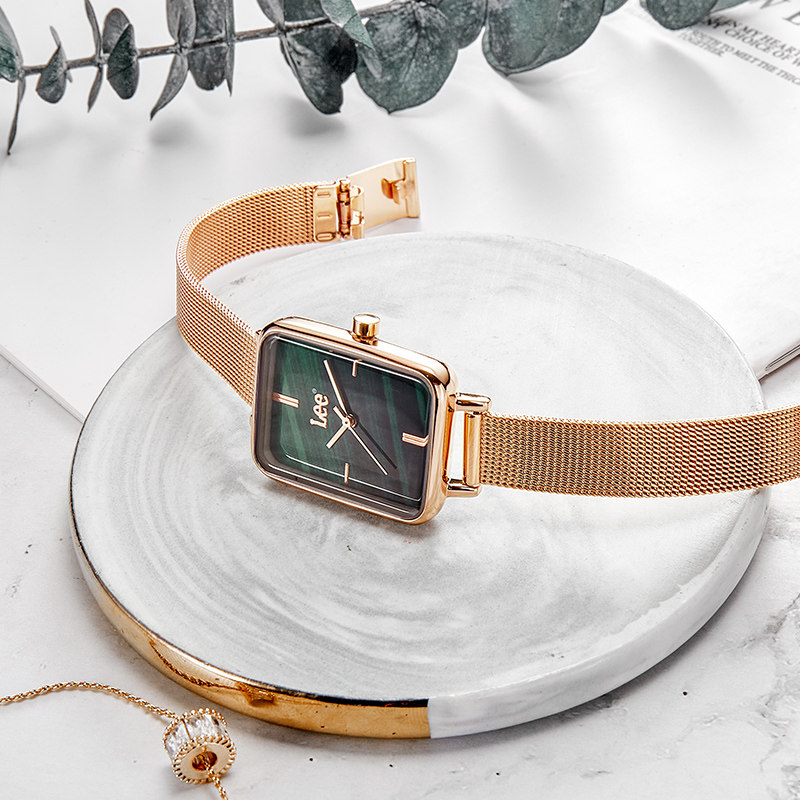 lee女士手表简约正品小方表小众ins风复古小绿表女款时尚气质f193
