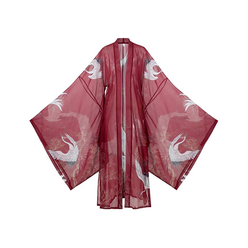 仙鹤女装外套衫汉大袖印花广袖十三余松鹤豆蔻民族服装