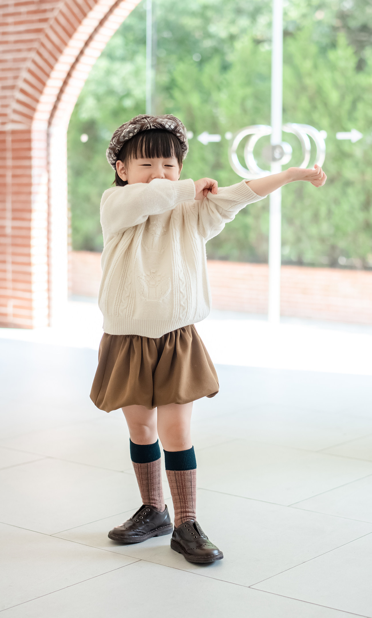 littleuubigs儿童黑白格纹南瓜裤大屁屁百搭裤子