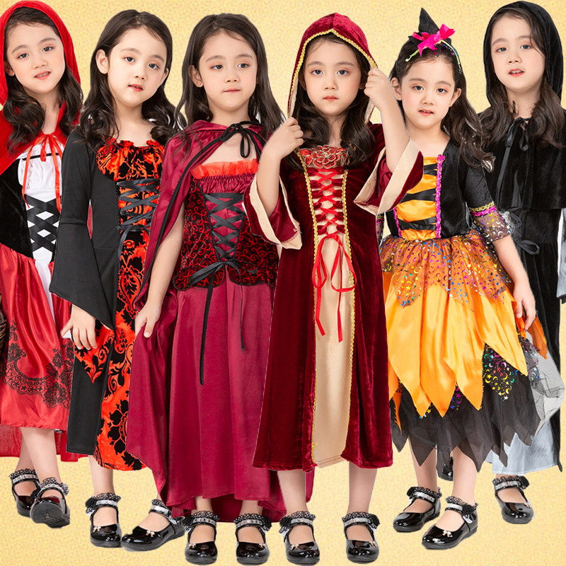 迪士尼儿童艾莎莎安娜白雪贝尔长发公主cos女巫服饰