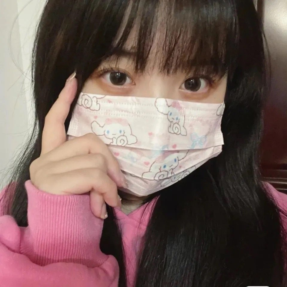 定制粉色玉桂口罩一次性三层防晒可爱印花卡通口罩