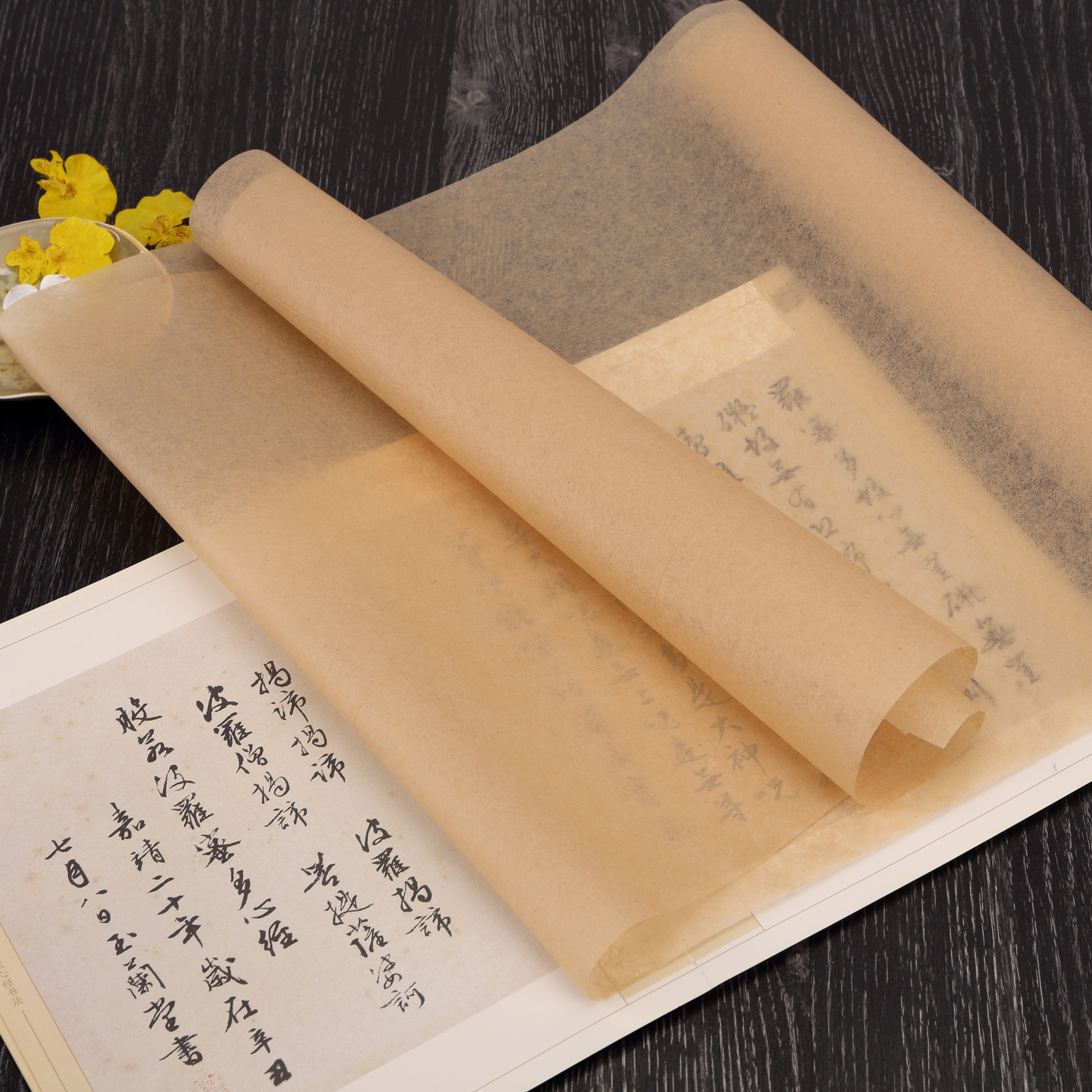 厂家直销30克楮皮纸雁皮纸半生熟宣纸书法作品纸长卷工笔薄如蝉翼