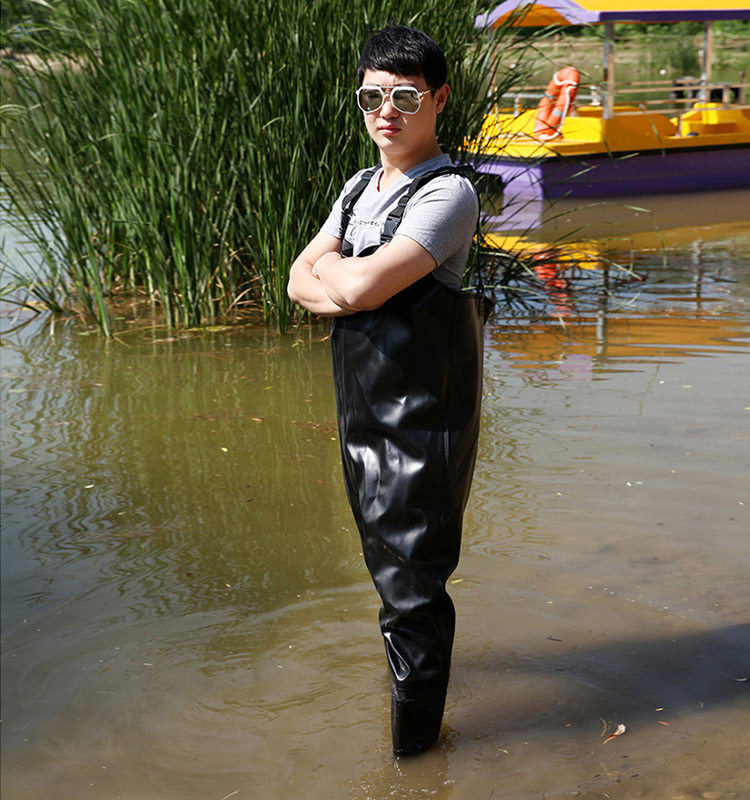 下水裤半身超轻水库皮衩子连体耐磨捉鱼水衣垂钓捕鱼防水抓鱼衣服