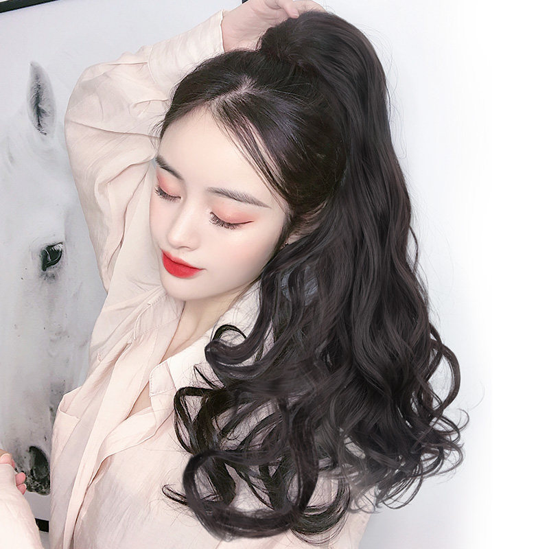 假发女长发烫发马尾抓夹大波浪网红自然高马尾梨花长卷发假马尾辫