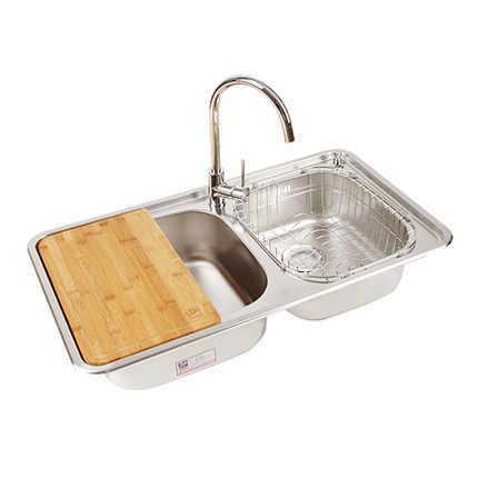 韩国进口白鸟水槽不锈钢双槽套餐洗菜菜盆厨房水槽套餐