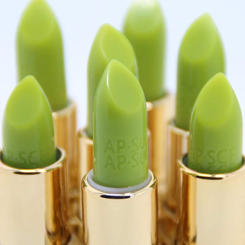 apscf绿色变色口红高清花妍不掉掉色不沾胡萝卜素唇膏