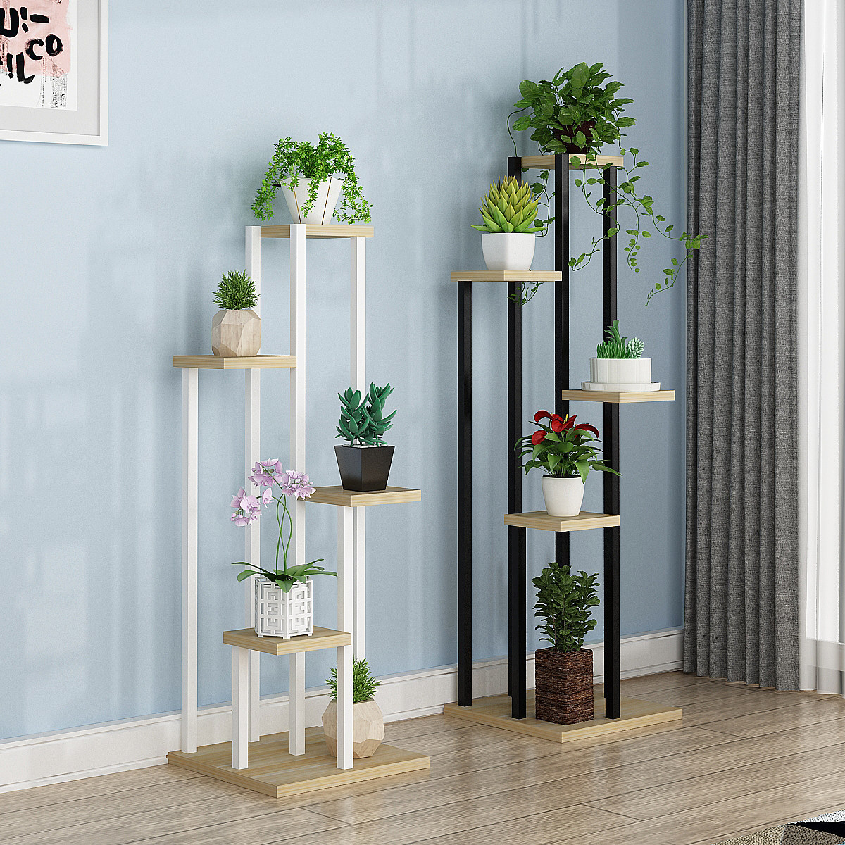 客厅花架铁艺多功能落地多肉绿萝吊兰花架子室内特价省空间装饰架