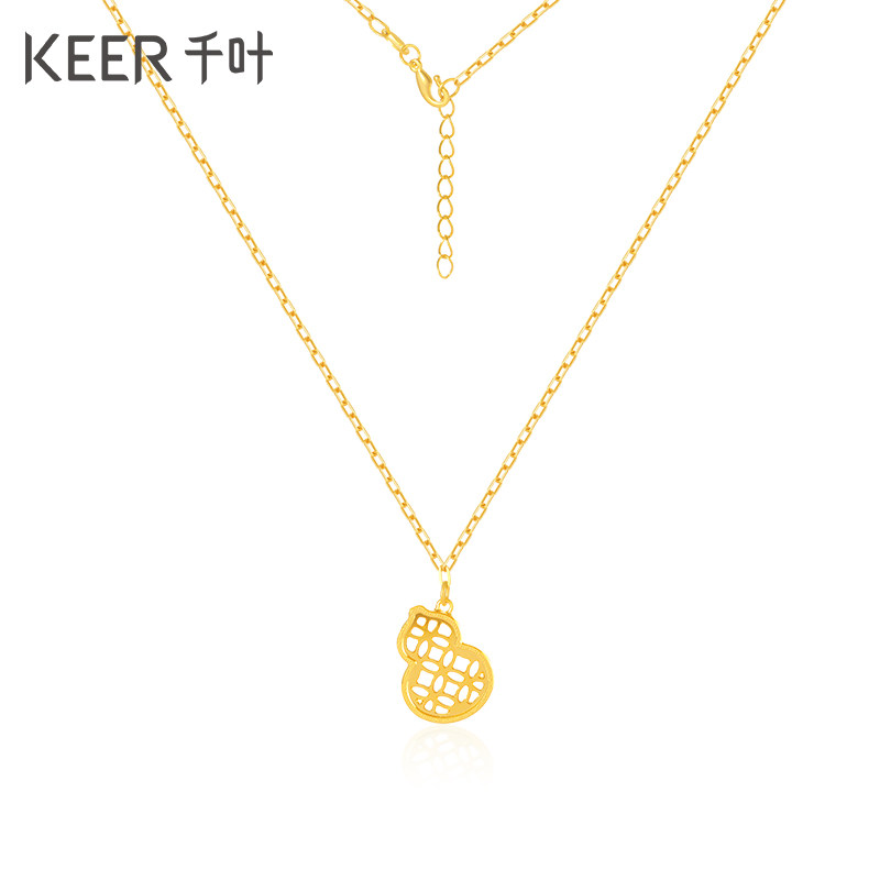 千叶珠宝5g黄金足金项链招财葫芦挂坠时尚颈饰颈饰