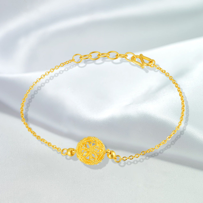 千叶珠宝黄金足金手链鸿运满堂镂空球手送礼手饰手饰