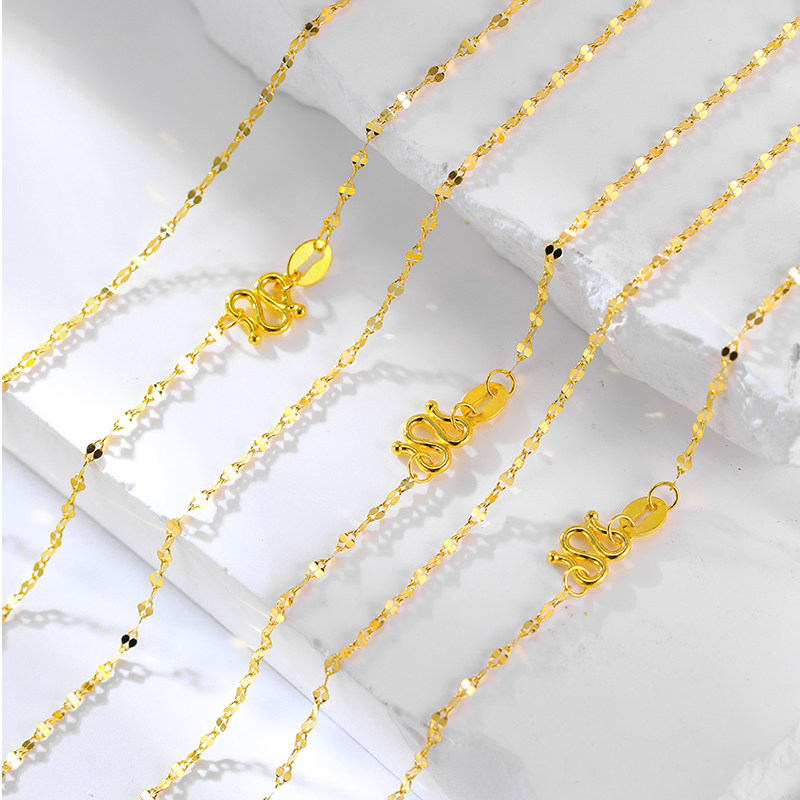 千叶珠宝足金黄金项链素链颈饰礼物女友颈饰