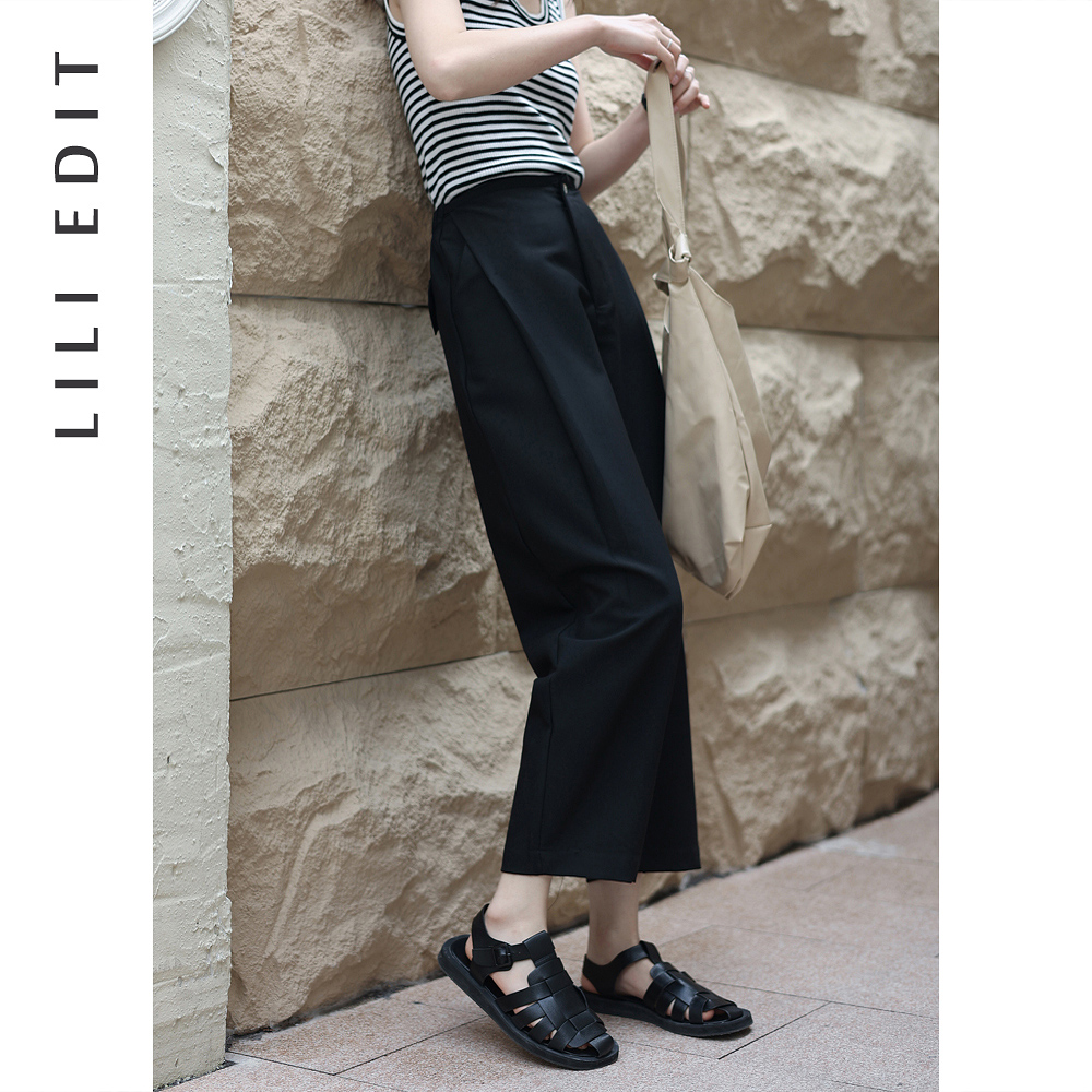 LILIEDIT/九分烟管裤西装裤女春秋新款裤子高腰宽松阔腿显瘦西裤
