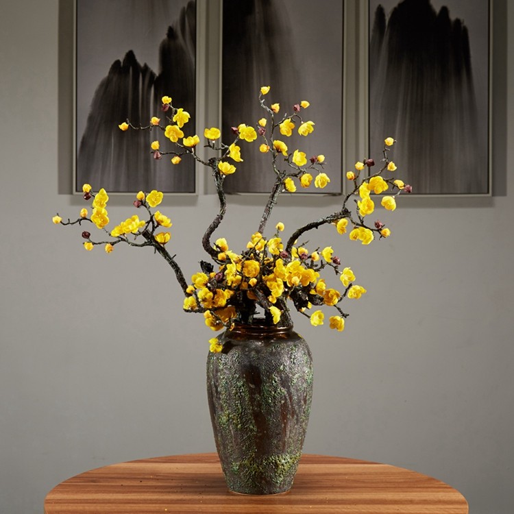 中式仿真梅花腊梅假花绢花插花百花盛开复古陶瓷仿真花