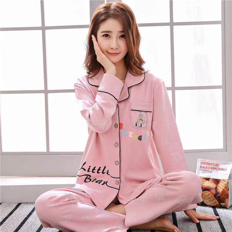 俞兆林100%纯棉睡衣女春秋款长袖冬季大码睡衣夏季女士套装家居服