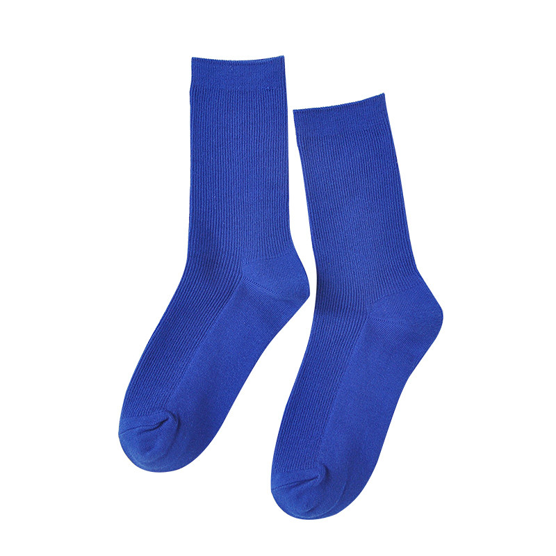 袜子百搭长袜蓝色网红ins袜薄款堆堆袜子女夏日中筒袜