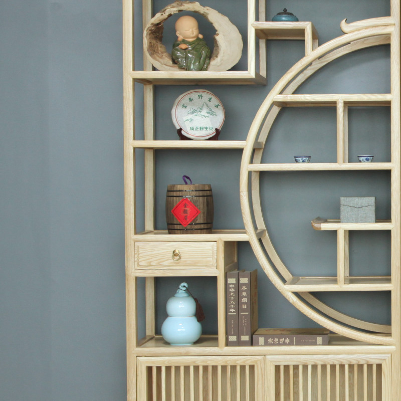 新中式古董客厅简约禅意现代多宝阁展示柜茶叶实木多宝格