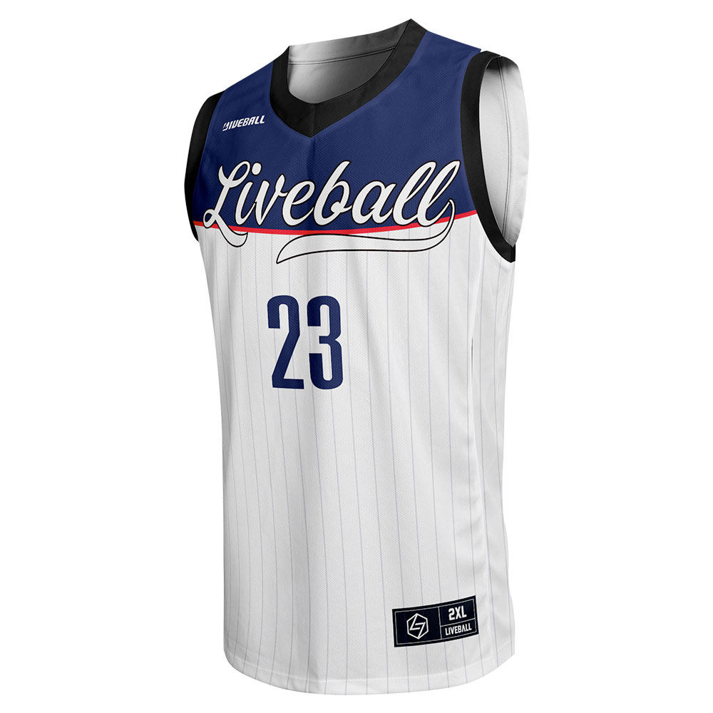 2020新款蓝白相间条纹篮球套装球衣定制透气篮球服