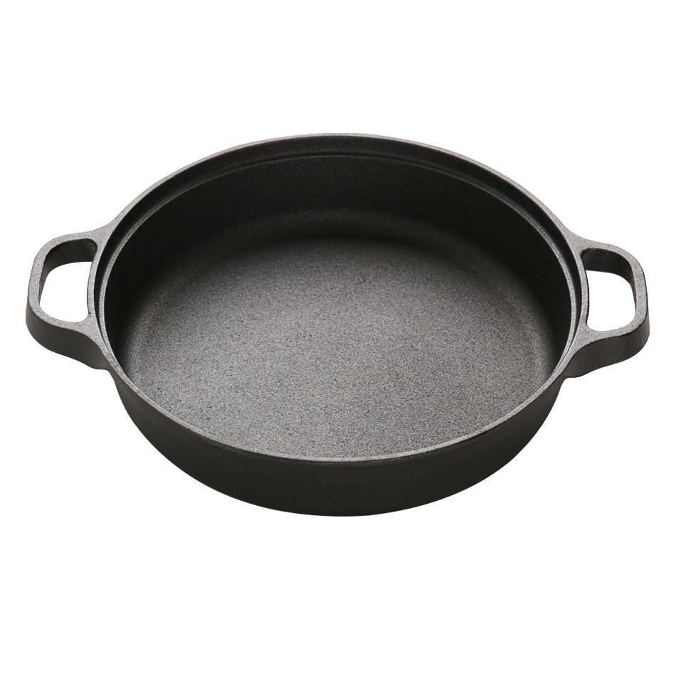 多福铸铁平底煎锅28cm涂层不粘锅加厚生铁烙饼煎锅